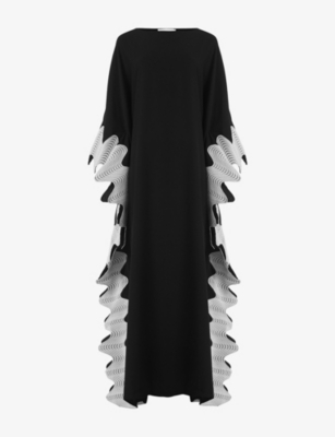 Leem Womens Black Monochrome Woven Kaftan L/xl