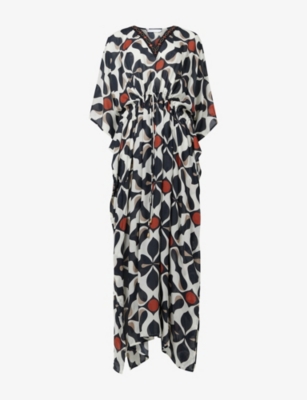 Leem Womens Multi-coloured Geometric Floral Print Woven Dress L/xl