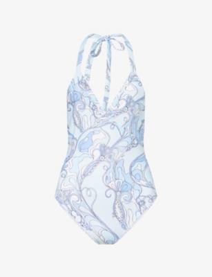 Pucci Womens Pale Blue Orchidee Printed Swimsuit