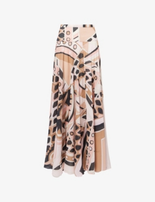 Pucci Womens Nude Vivara Printed Cotton Maxi Skirt In Brown