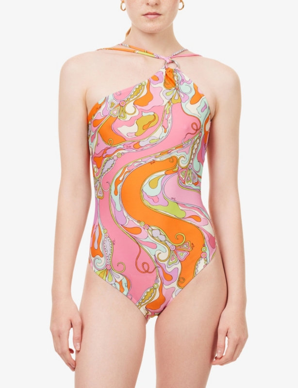 Pucci One-Shoulder Printed Swimsuit