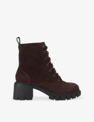 Carvela Womens Ignite Lace-up Heeled Suede Boots Dark Brown Eur 39 / 6 Uk