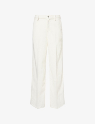 7 For All Mankind Womens Linen Ostuni Wide-leg Cotton-linen Trousers