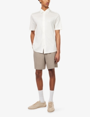 EMPORIO ARMANI: Logo-Plate Seersucker Woven Shorts