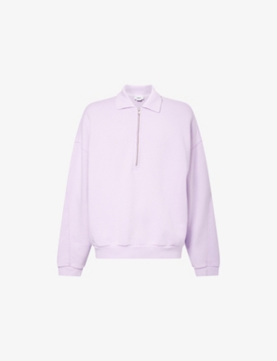 Agolde Mens Aster (lt Bright Lilac) Pace Quarter-zip Cotton-jersey Sweatshirt