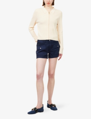 PAIGE: Olivia High-Rise Cargo Denim Shorts