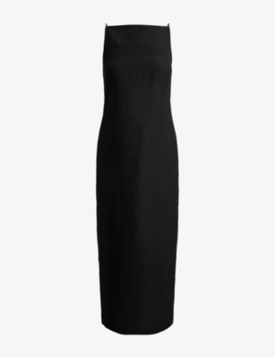 Womens Polo Ralph Lauren Sleeveless Straight-Neck Linen Column Dress