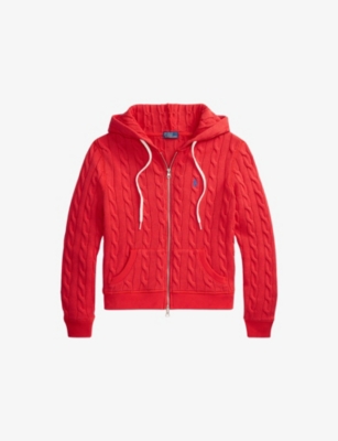 Womens Polo Ralph Lauren Zipped Logo-Embroidered Cotton Hoody