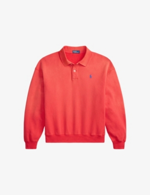 Womens Polo Ralph Lauren Oversized Logo-Embroidered Cotton-Jersey Polo