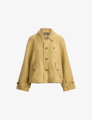 Womens Polo Ralph Lauren Relaxed-Fit Logo-Embroidered Linen Jacket