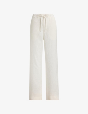 Womens Polo Ralph Lauren Drawstring Wide-Leg Linen Trousers