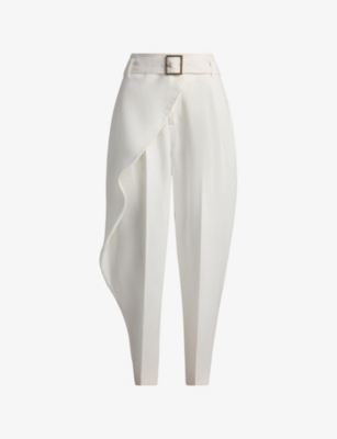 Womens Polo Ralph Lauren Tapered-Leg Belted Linen Trousers