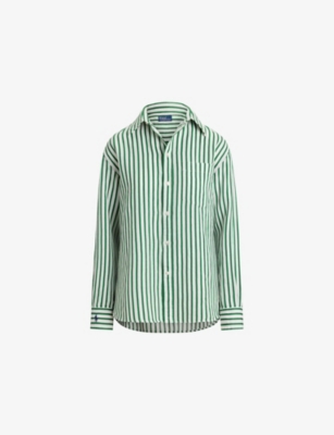 Womens Polo Ralph Lauren Striped Relaxed-Fit Linen and Cotton Shirt