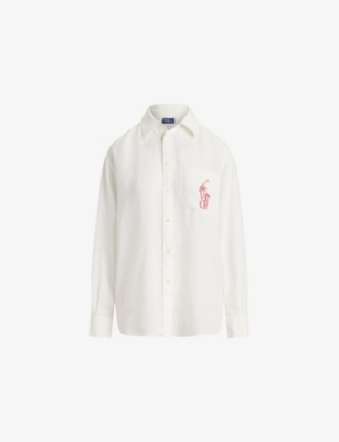 Womens Polo Ralph Lauren Logo-Embroidered Relaxed-Fit Linen Shirt