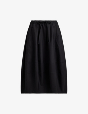 Womens Polo Ralph Lauren Puffball Drawstring-Waist Cotton Midi Skirt