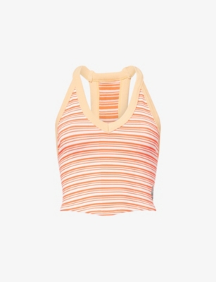 Fp Movement Womens Grapefruit Racerback Stripe Jersey Top In Pink