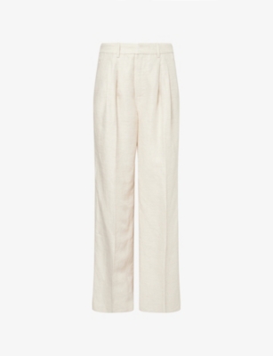 GOOD AMERICAN - Wide-Leg Pressed-Pleat Linen Trousers | Selfridges.com