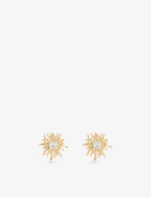 Oceanus Womens Gold Small Sunburst Metal Earrings