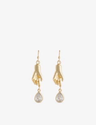 Oceanus Womens Gold Paloma Metal Drop Earrings