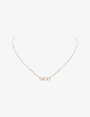 Messika Womens Pink Move Classique Baby Move 18ct Gold And 0.14ct Diamond  Necklac In Neutral