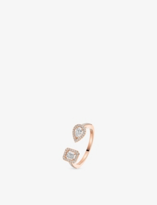 Messika Womens  My Twin Toi & Moi 18ct Yellow-gold And 0.45ct Diamond Ring In Pink