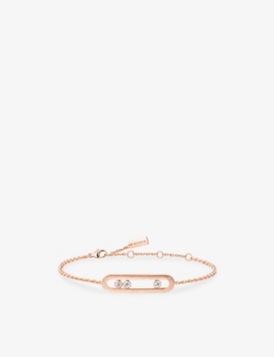 Messika Womens Pink Move Classique Ciselé 18ct Gold And 0.20ct Diamond Bracelet