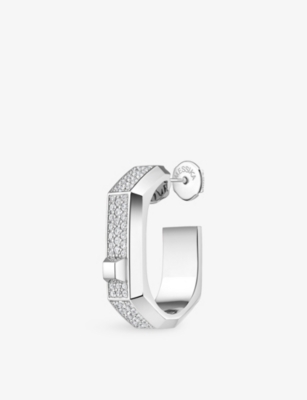 Messika Womens White Moderniste Medium Pavé 18ct Gold And 0.30ct Diamond Hoop Single Earring In Green