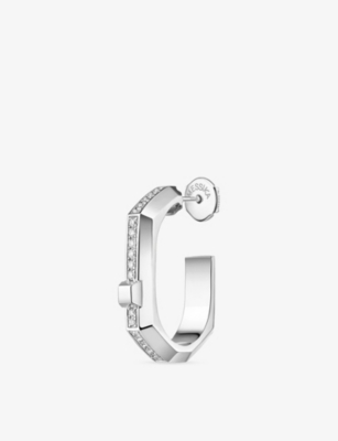 Messika Womens White Moderniste Single Pavé 18ct Gold And 0.10ct Diamond Hoop Earring In Purple
