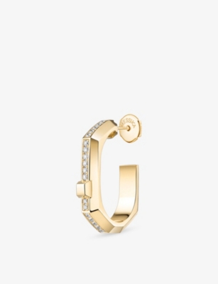 Messika Womens Yellow Moderniste Single Pavé 18ct Gold And 0.10ct Diamond Hoop Earring