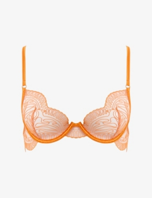 Bluebella Womens Orange Peel/sheer Leliana Wired Embroidered Plunge Bra 32dd