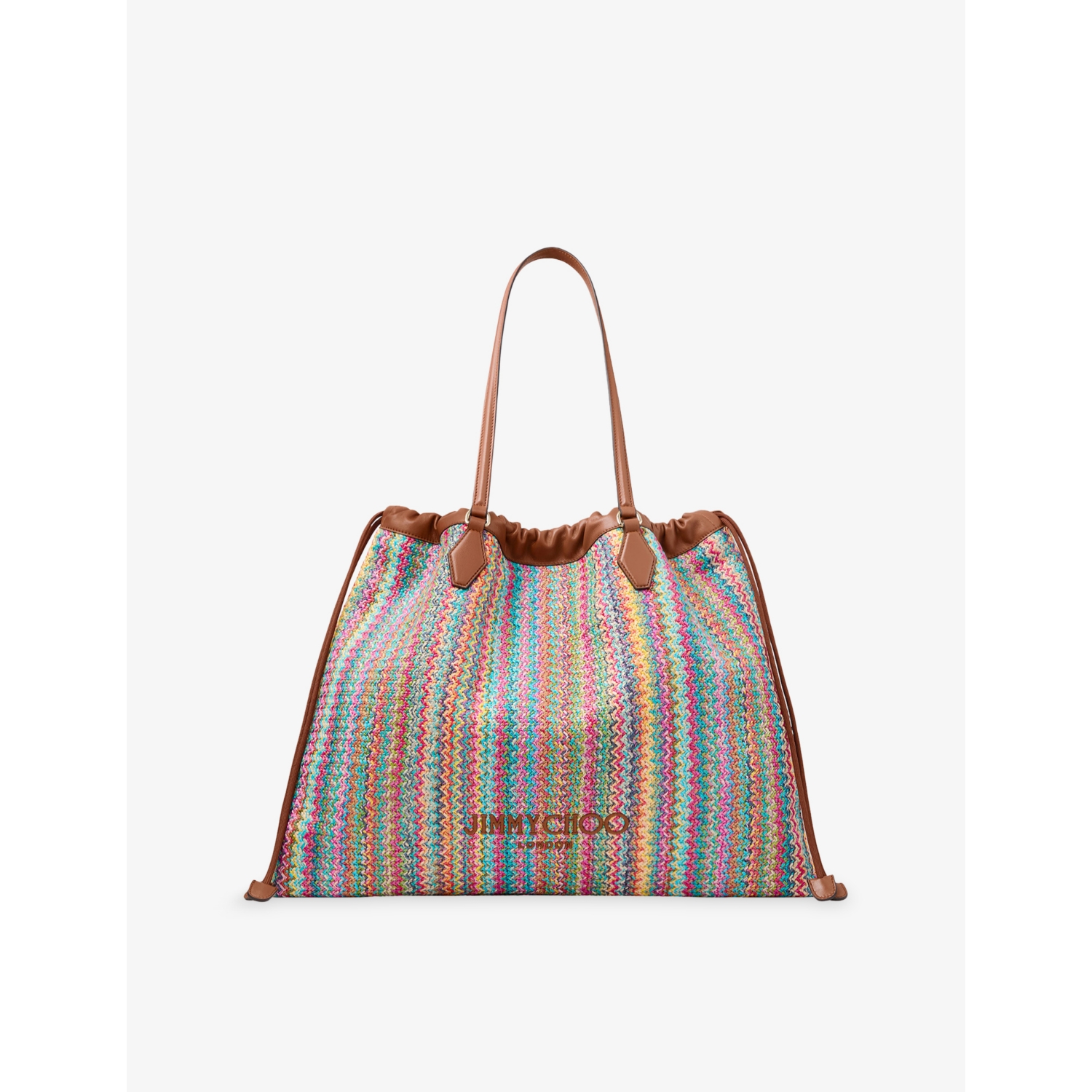 Jimmy Choo Drawstring Large Raffia Tote Bag