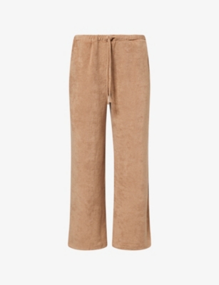 4th & Reckless Womens Beige Drift Wide-leg Cotton-blend Trousers In Sand