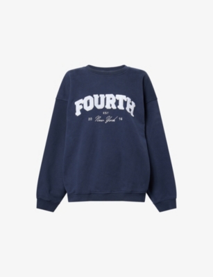 4th & Reckless Womens Navy Capucine Relaxed Cotton-jersey Sweatshirt In Blue