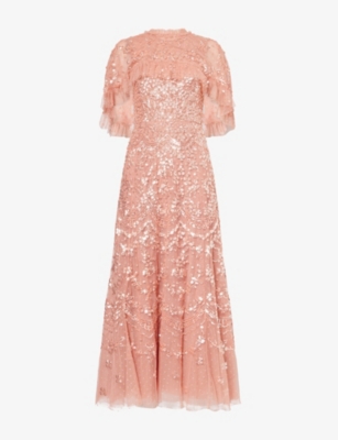 Womens Needle And Thread Freya Cape Tulle Ankle Gown