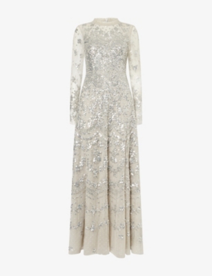 Womens Needle And Thread Freya Long-Sleeve Sequin-Embellished Gown
