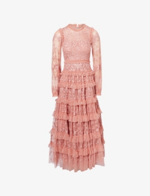 Womens Needle And Thread Blossom Lace Tiered Tulle Gown