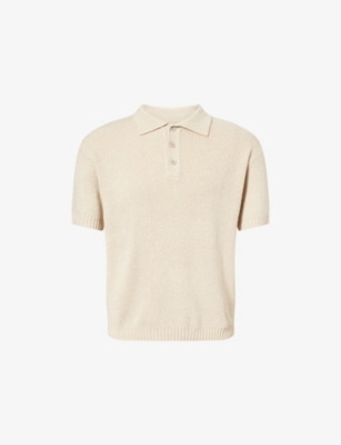 Raith Mens Sand Sorelle Ribbed Knit Polo Shirt In Neutral