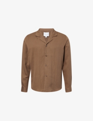 Raith Mens Brown Sergio Long-sleeve Woven Shirt