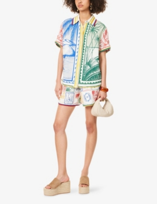 FARM RIO: Brasil Graphic-Print Linen-Blend Shirt