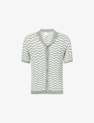 Raith Mens Sage/white Serenita Graphic-pattern Knit Shirt Xxl In Green