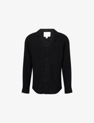 Raith Mens Black Cami Long-sleeve Linen-blend Shirt Xxl