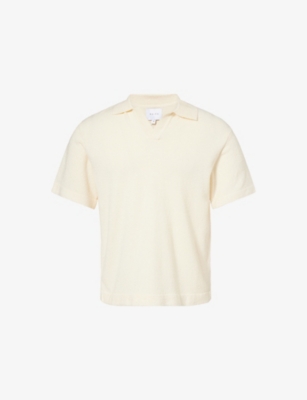 Raith Mens Ecru Miguel Boucle Cotton-blend Polo Shirt In Neutral
