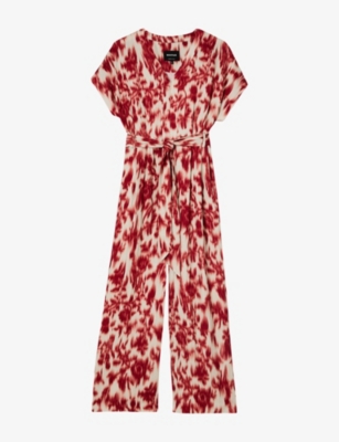 Womens Whistles Floral Tie-Waist Woven Jumpsuit