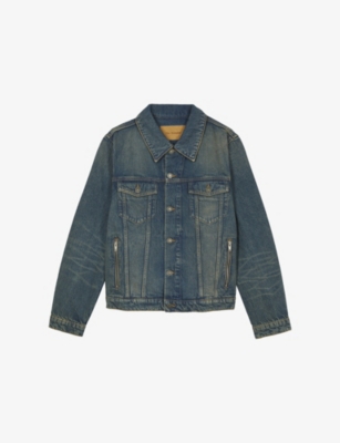 The Kooples: Chest-Pocket Faded Denim Jacket