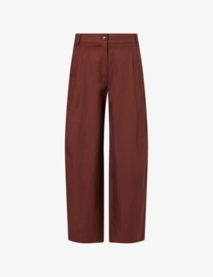 Womens Me And Em Tapered-Pleat Linen-Cotton Blend Trousers