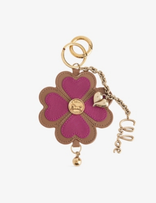 Chloé Womens Wild Purple Clover Leather Bag Charm