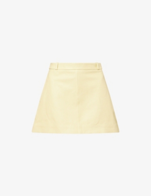 Frame Womens Lemon The Leather Mini Skirt In Yellow