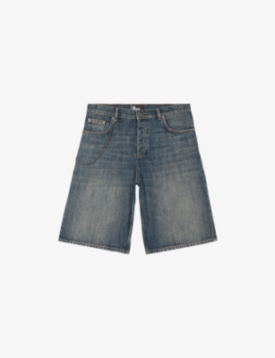 The Kooples: Straight-Leg Faded-Wash Denim Shorts