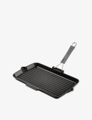 Staub Black Rectangular Cast-iron Grill Pan With Pouring Spout 34cm