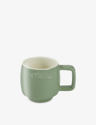 Staub Eucalytus Brand-embossed Ceramic Mug 100ml Xs In Green